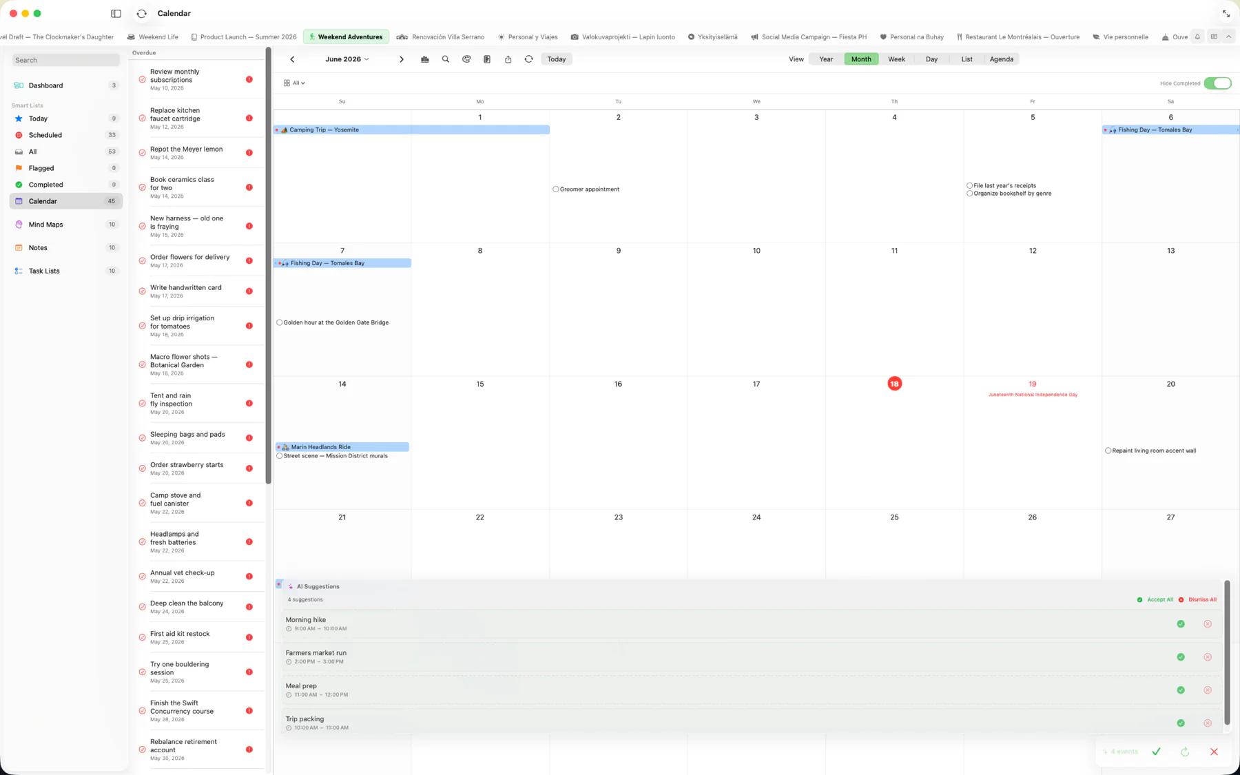 Mintofu event creation form with natural language date parsing