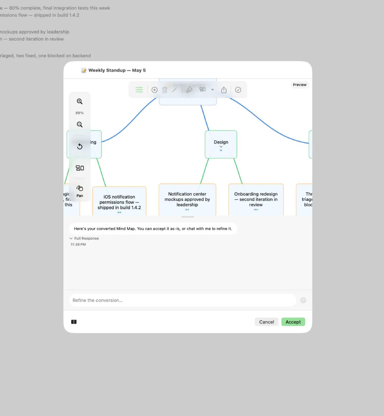 Mintofu converting a mind map into a task list
