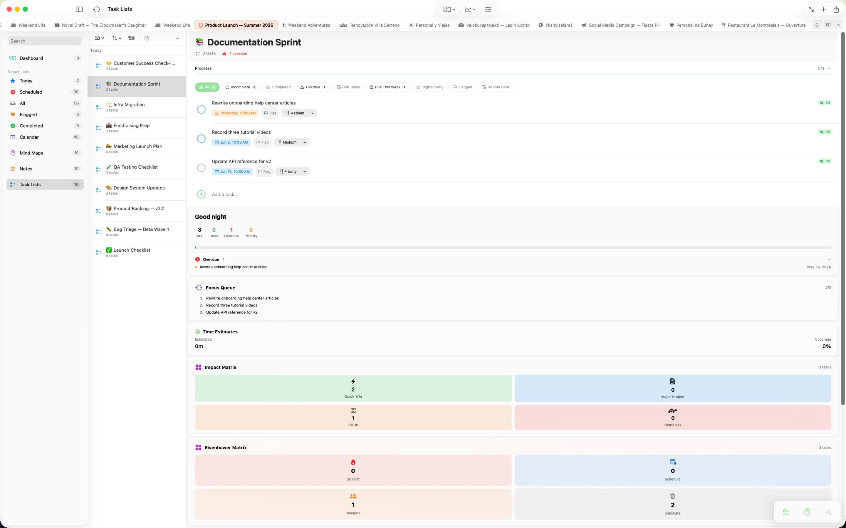 Mintofu running on Mac, iPad, and iPhone — showing the note editor, mind map canvas, and task list with priorities